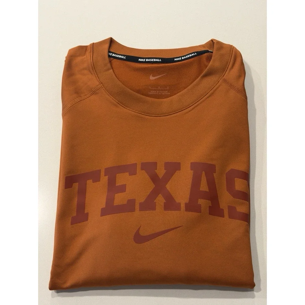 Nike Texas Longhorns Baseball Long Sleeve Tee Orange FJ4730-802 Mens L New